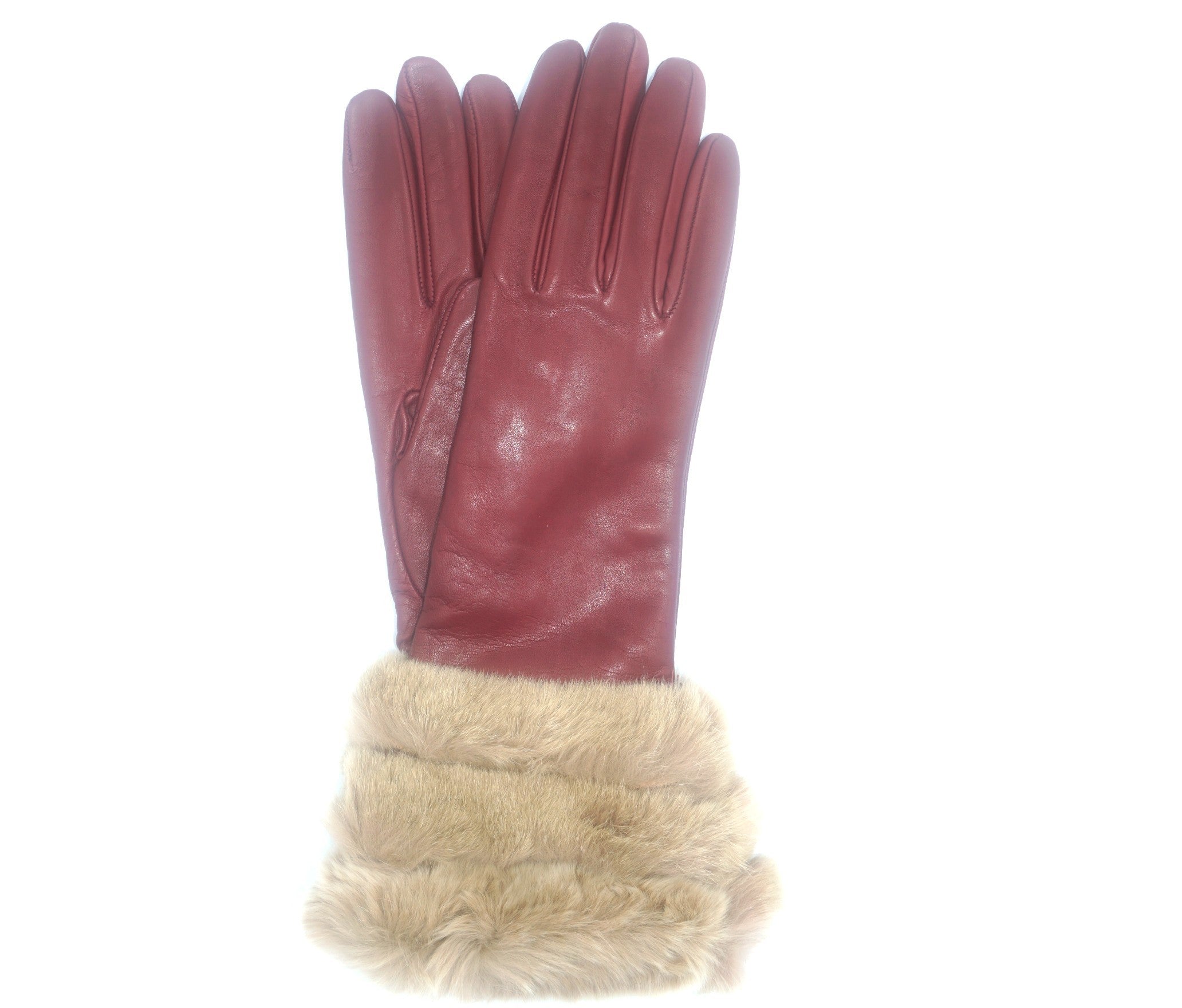 1876 Kid Leather Cashmere Lined Orylag On Wrist Me D. Red