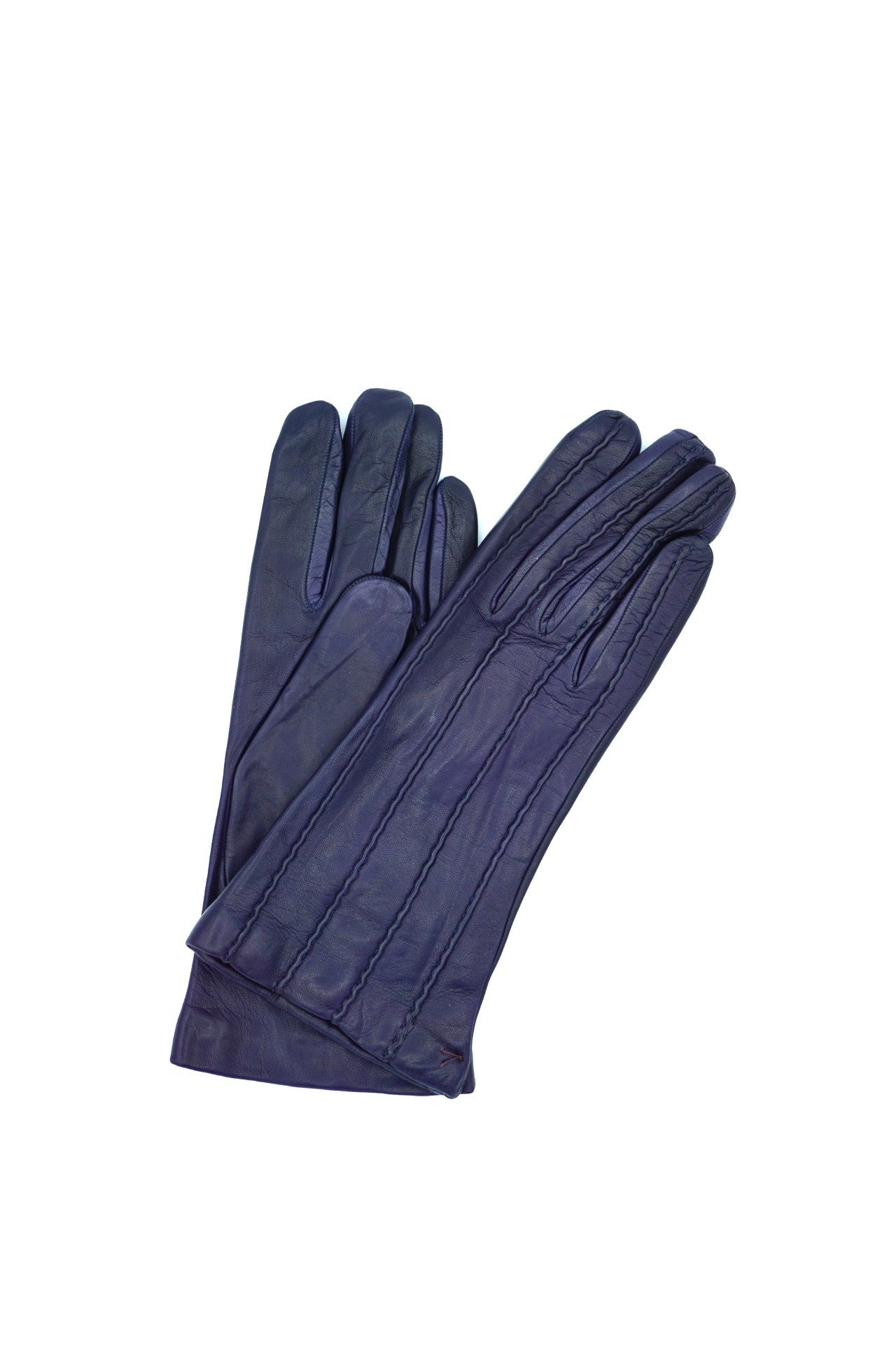 1128 Kid Leather Cashmere Lined Wrist Length Navy