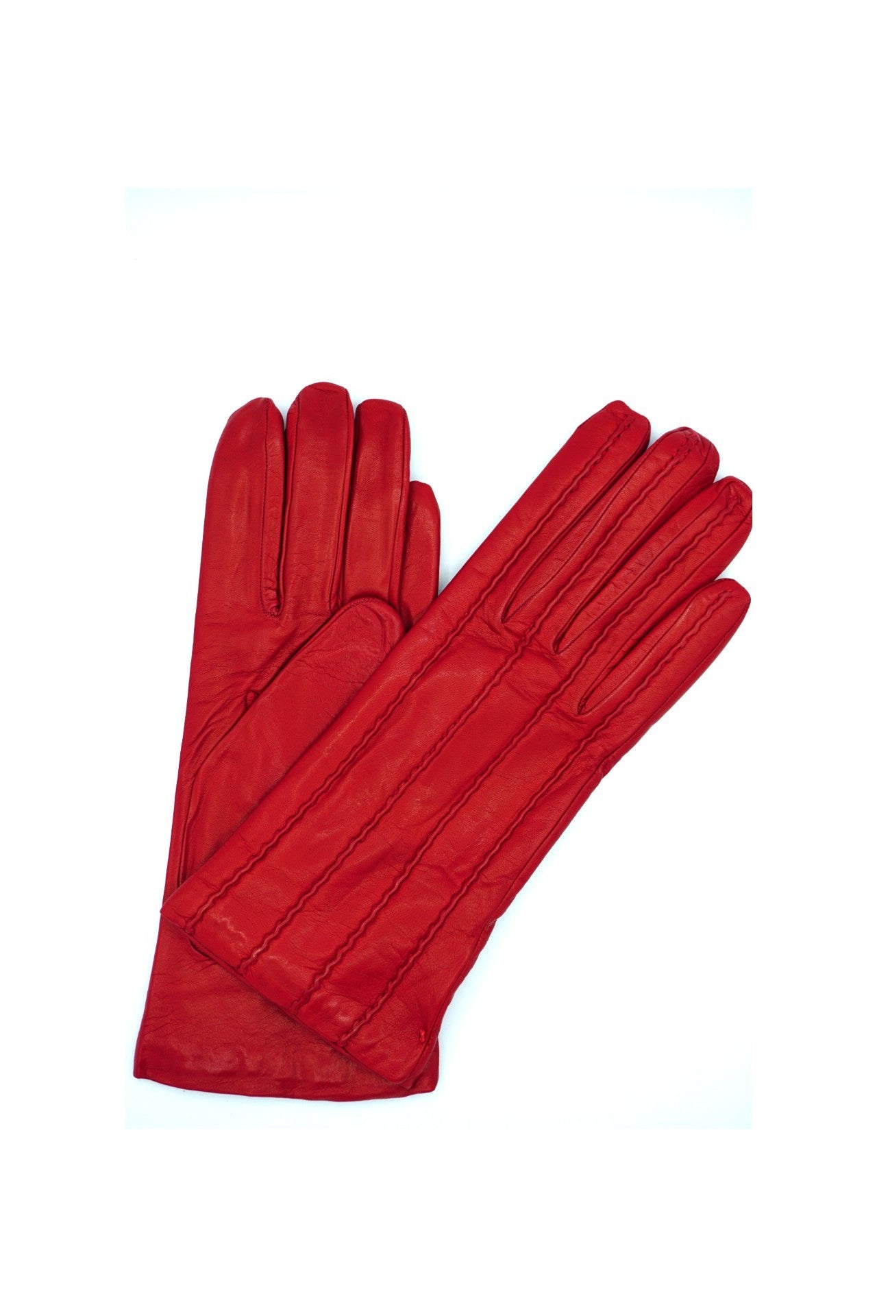 1128 Kid Leather Cashmere Lined Wrist Length Red