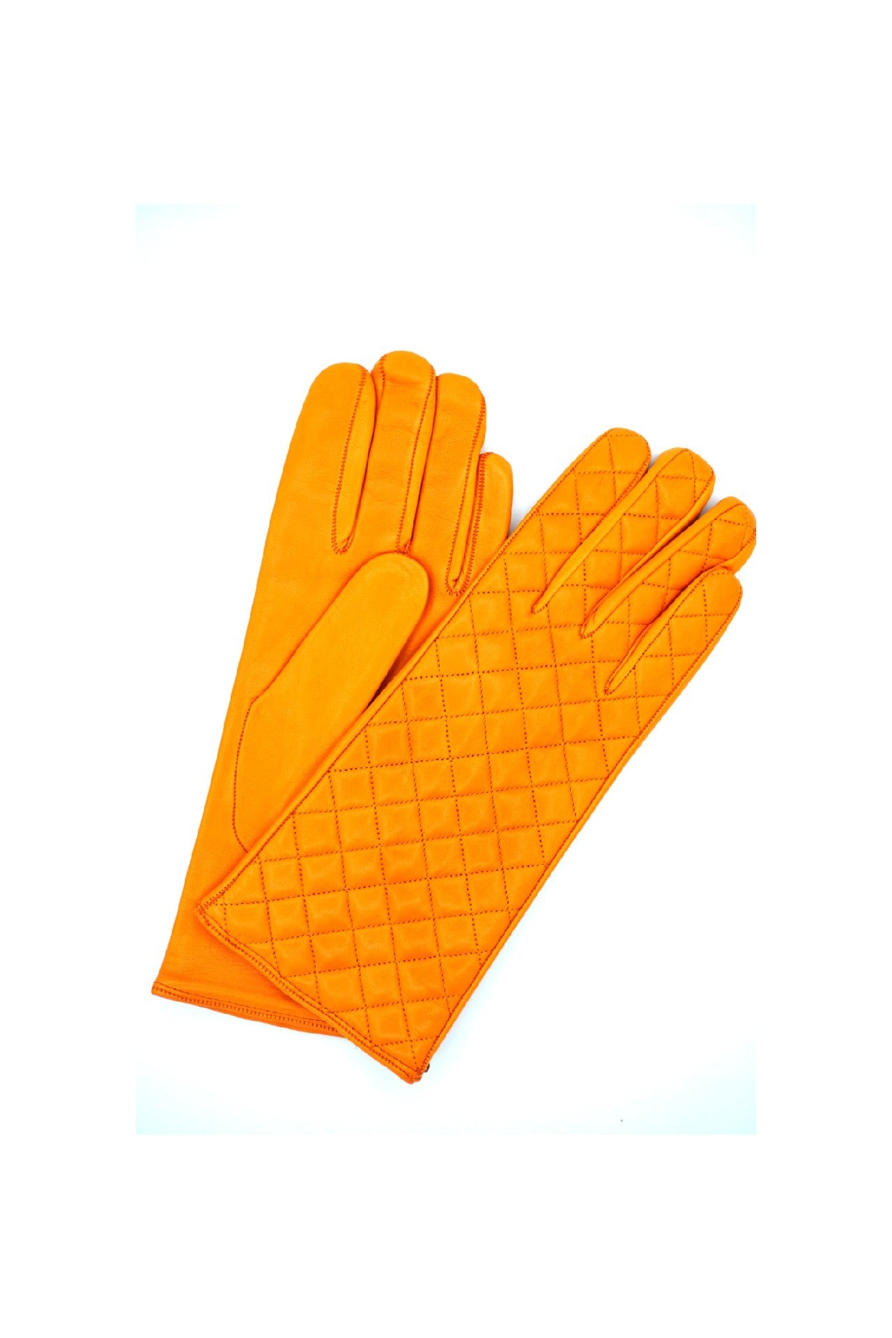 1151 Kid Leather Cashmere Lined Quilted On Top Light Orange