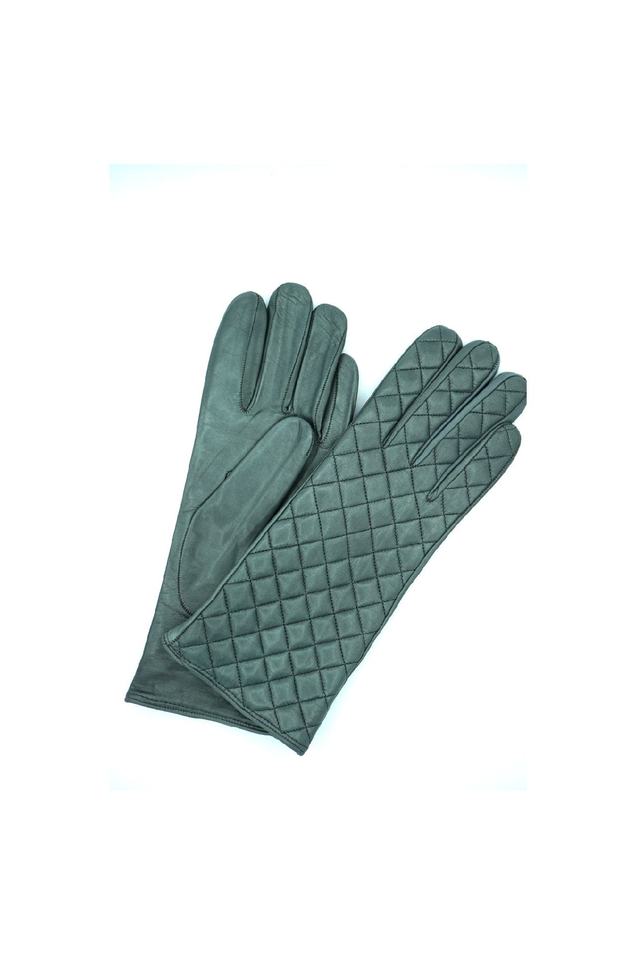 1151 Kid Leather Cashmere Lined Quilted On Top Gray