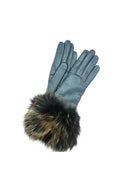 1877 Kid Leather Cashmere Lined Fox On Wrist Grey