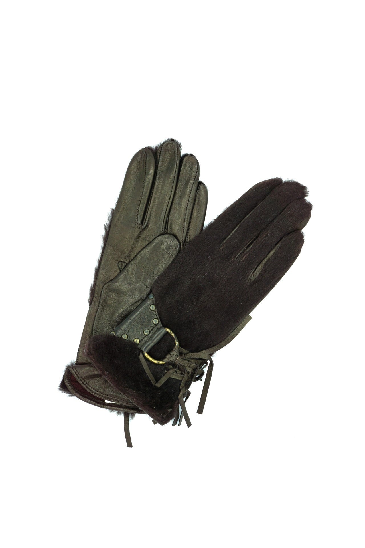 1024 Kid Leather On Palm Fur On Top Cash Lined D.Brown