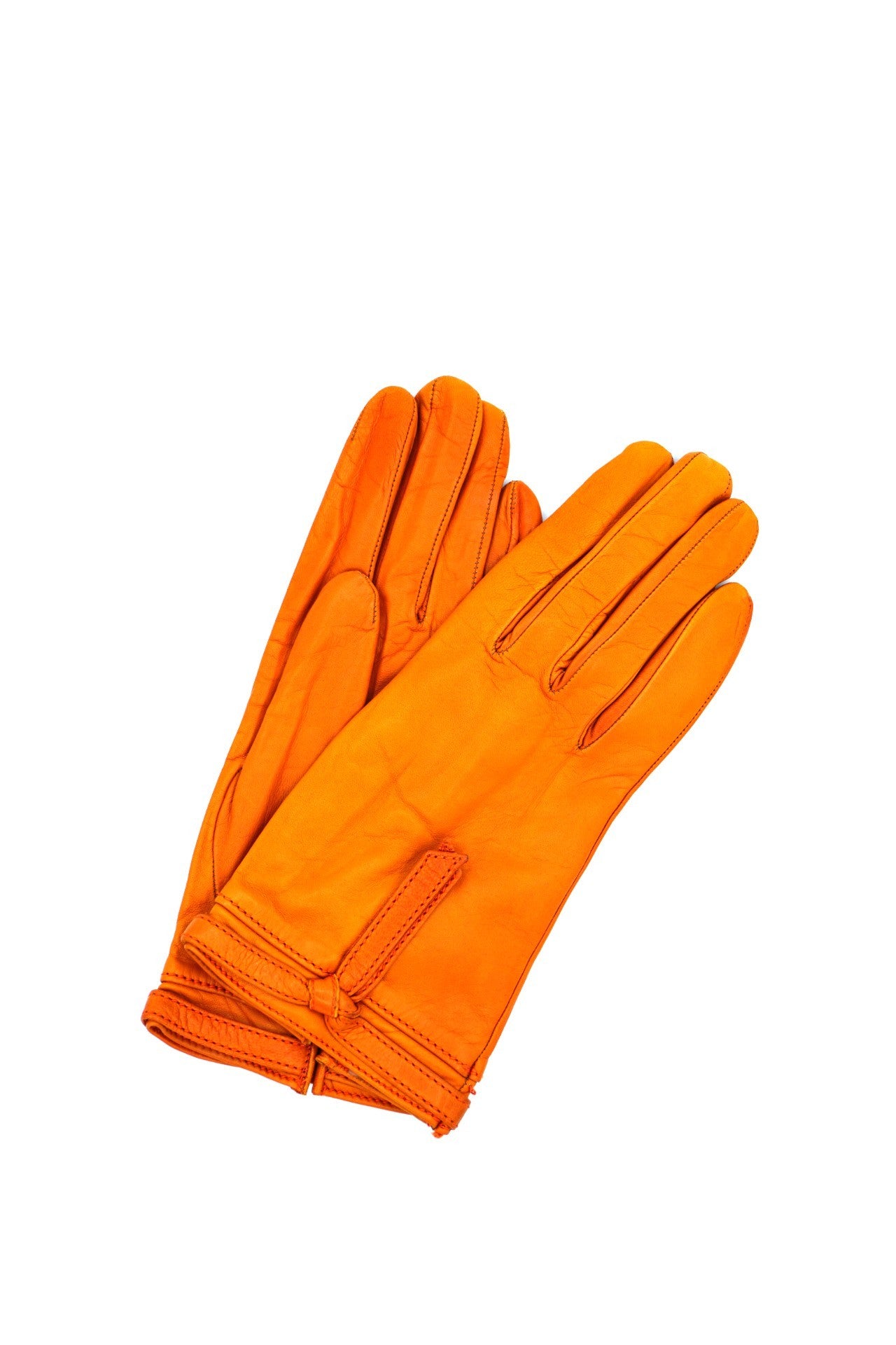 1674 Kid Leather Cashmere Lined Wrist Length Orange