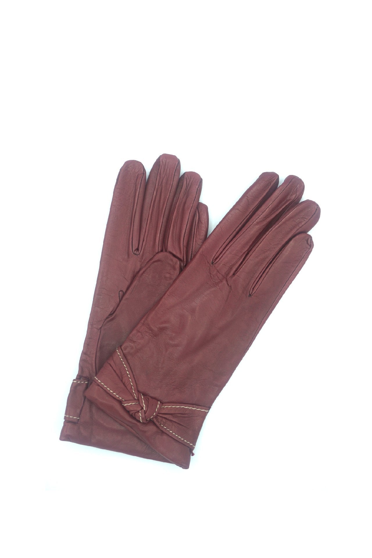 1664 Kid Leather Cashmere Lined Wrist Length D.Red