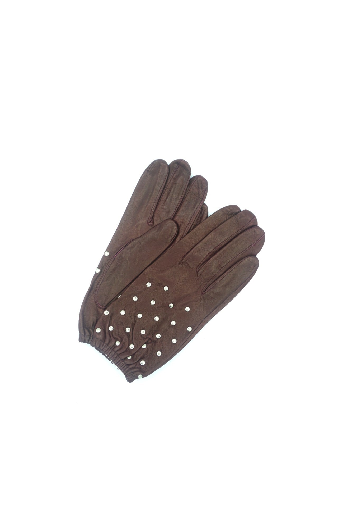 1925 Kid Leather Silk Lined Stud On Top Bordeaux