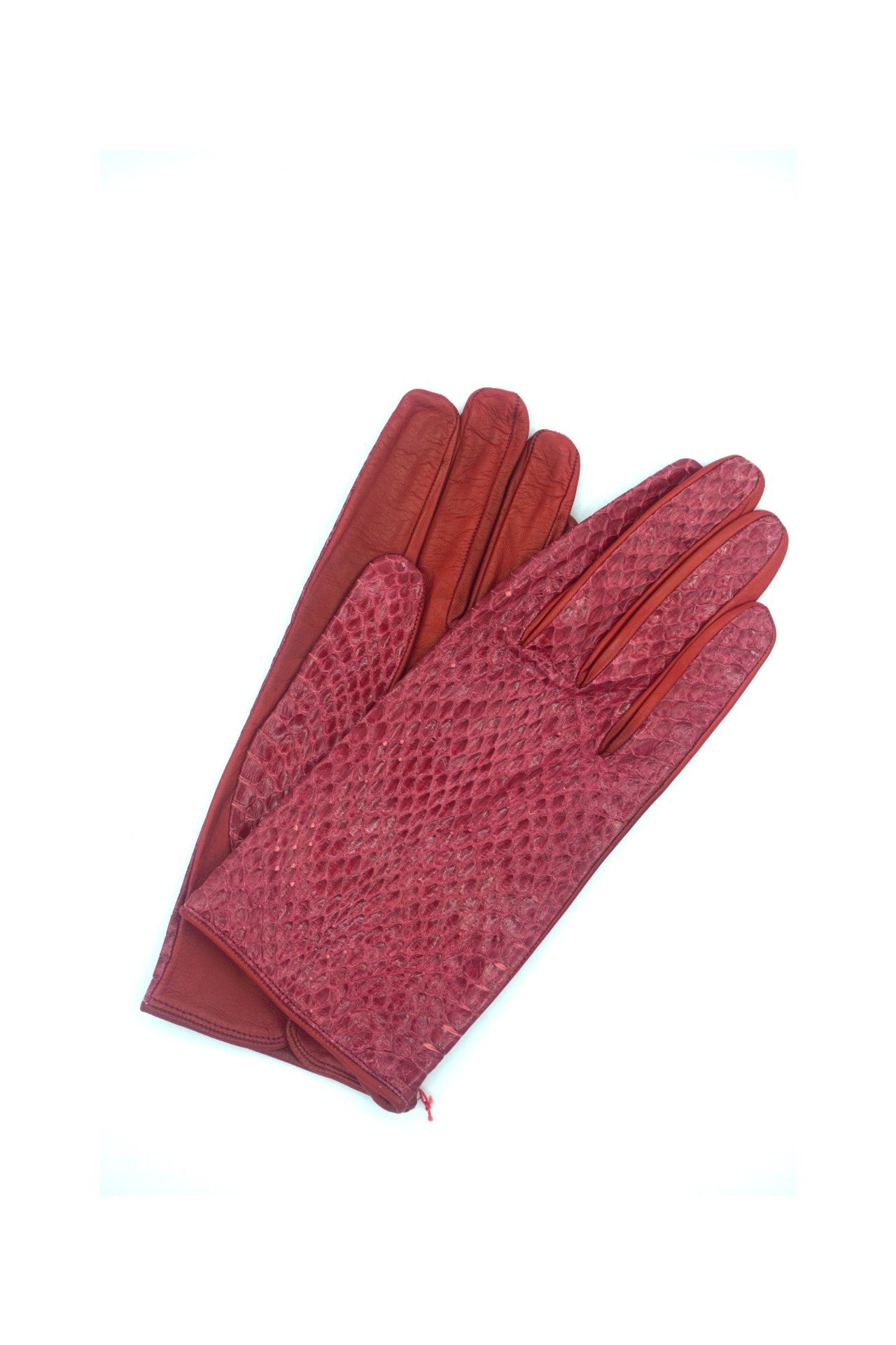 1276 Snake Skin Silk Lined Wrist Length Red